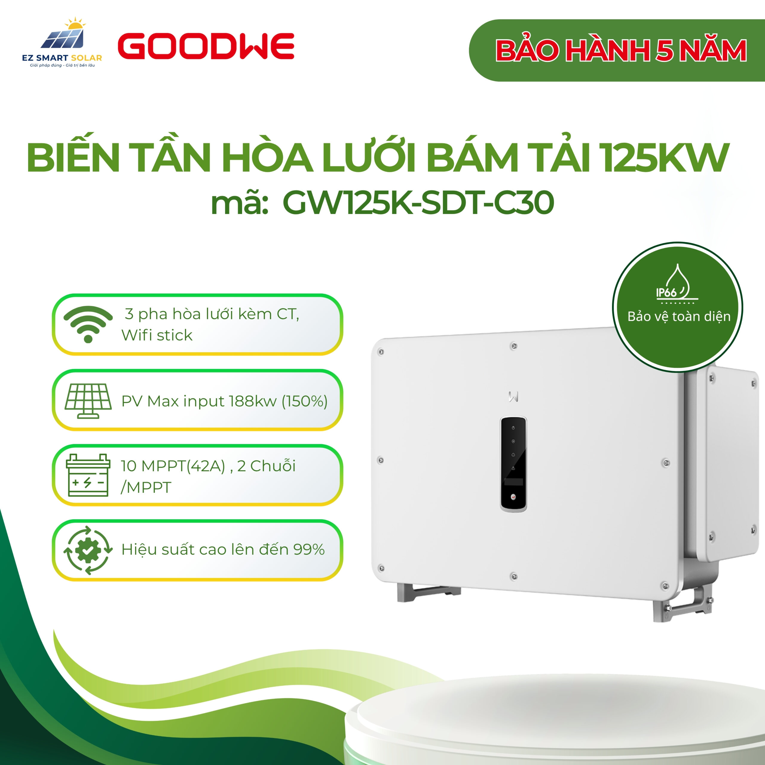Biến tần Hòa Lưới GoodWe 125kW 3 Pha Hòa Lưới | GW125K-GT