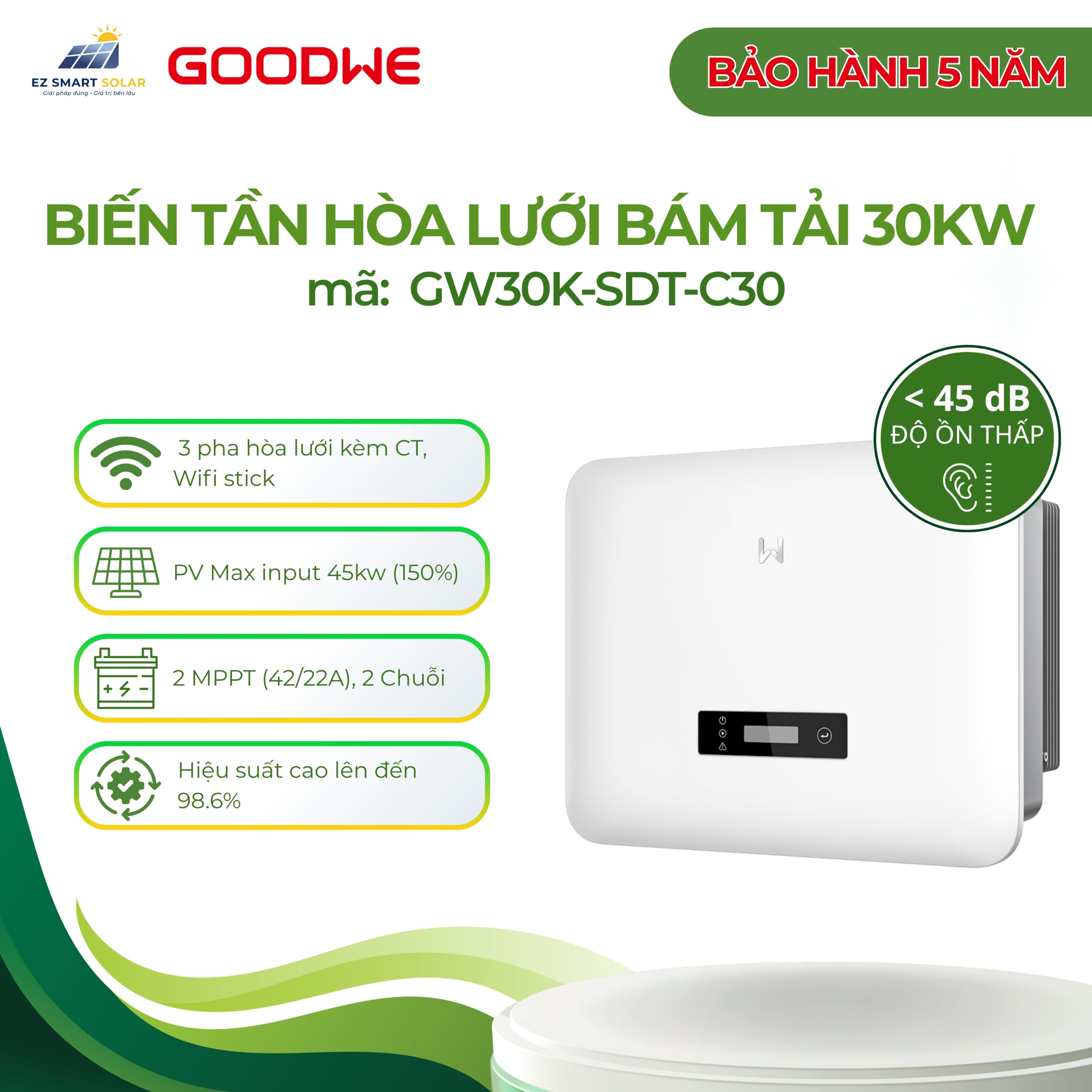 Biến tần Hòa Lưới GoodWe 30kW 3 Pha | GW30K-SDT-C30