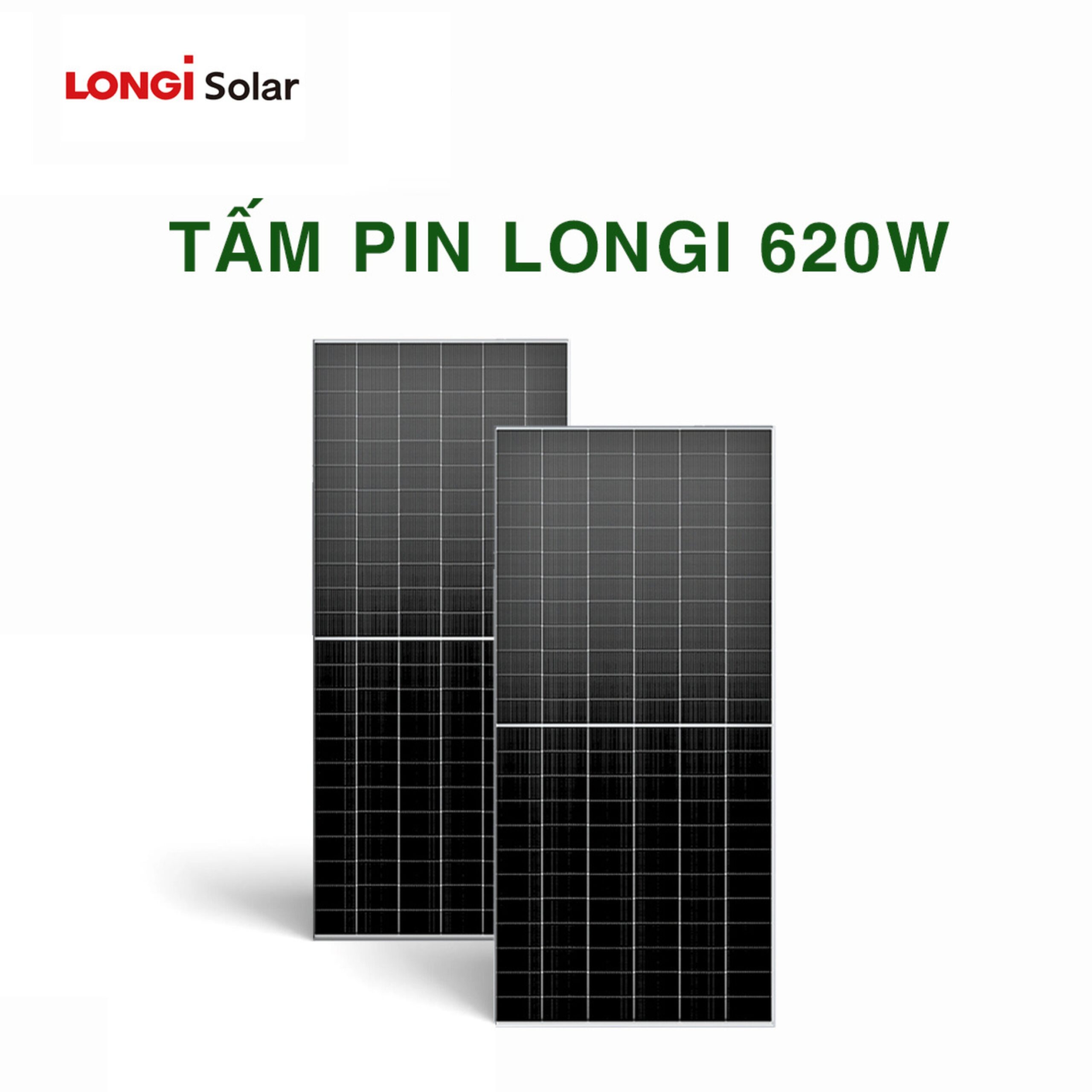 Tấm pin Longi Solar 620W Hi-MO 7, công nghệ HPDC, thiết kế 2 mặt kính, công suất lớn, độ bền cao và phù hợp cho nhiều công trình dân dụng, thương mại, công nghiệp.